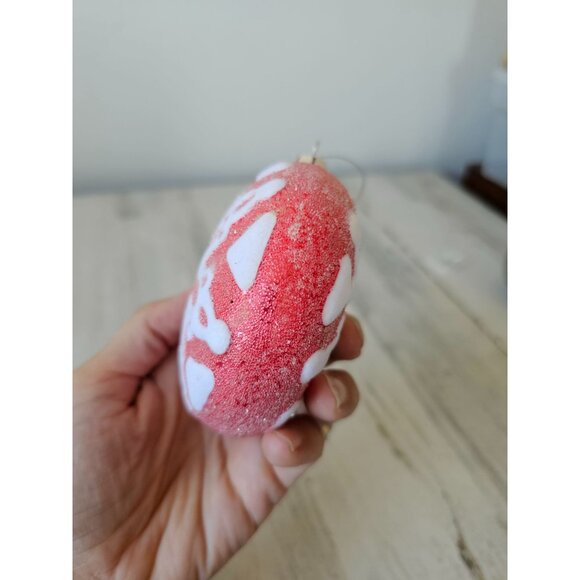 Sugared snowflake red velvet glass ornament unique Xmas tree - Picture 8 of 9